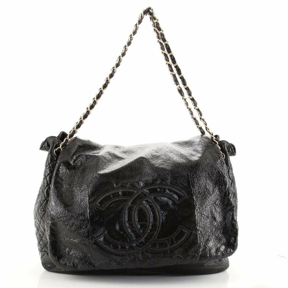 CHANEL BAG-AUTHENTIC-ROCK AND CHAIN-XL-JUMBO- CC LOGO - STATEMENT PIECE!!!